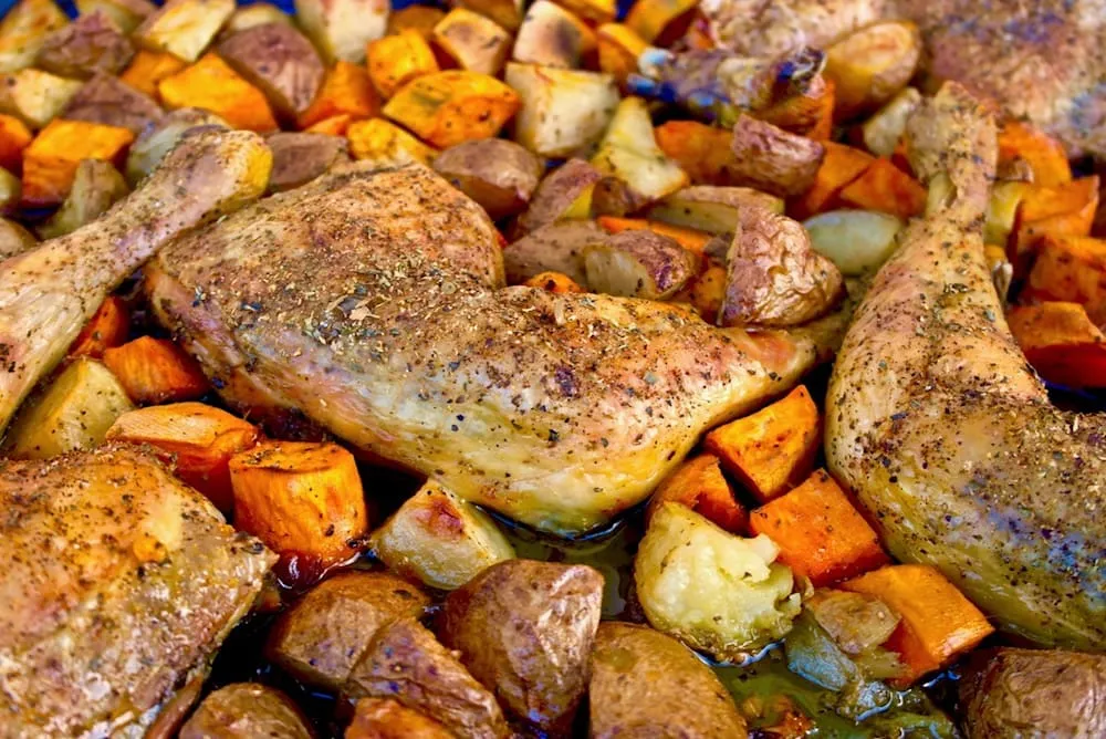 Greek sheet pan roasted chicken